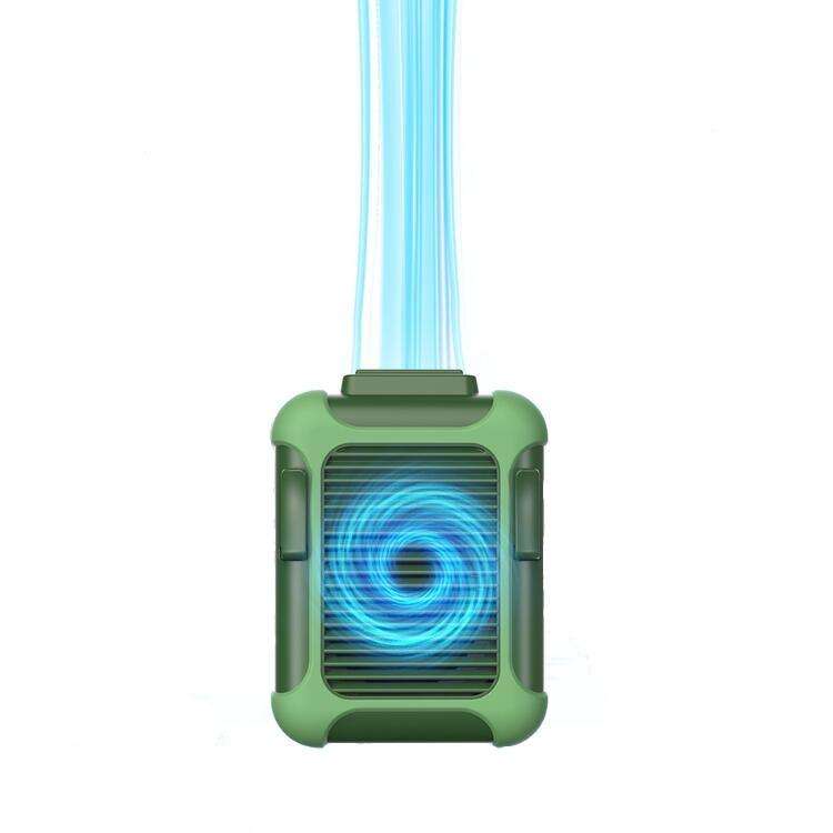 Wall-mounted Fan Outdoor USB Charging Waist-mounted Portable Fan(Dark Green+Light Green)