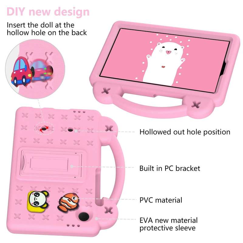 For Samsung Galaxy Tab A9 Handle Kickstand Children EVA Shockproof Tablet Case(Pink)