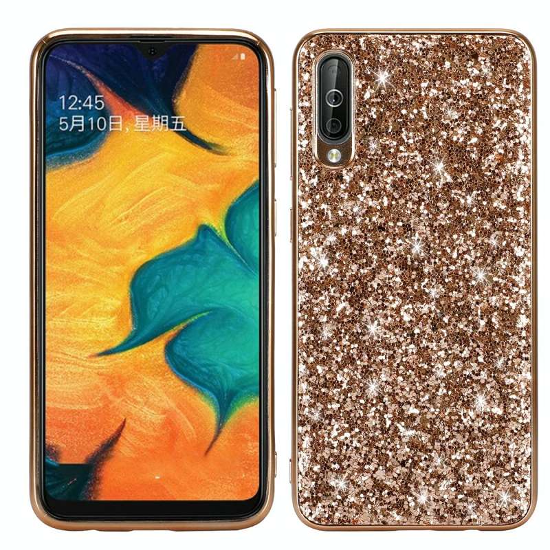 Glittery Powder Shockproof TPU Case for Galaxy A50(Gold)