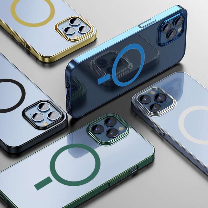 For iPhone 12 Pro Magsafe Magnetic PC Electroplating Transparent Protective Phone Case(Green)