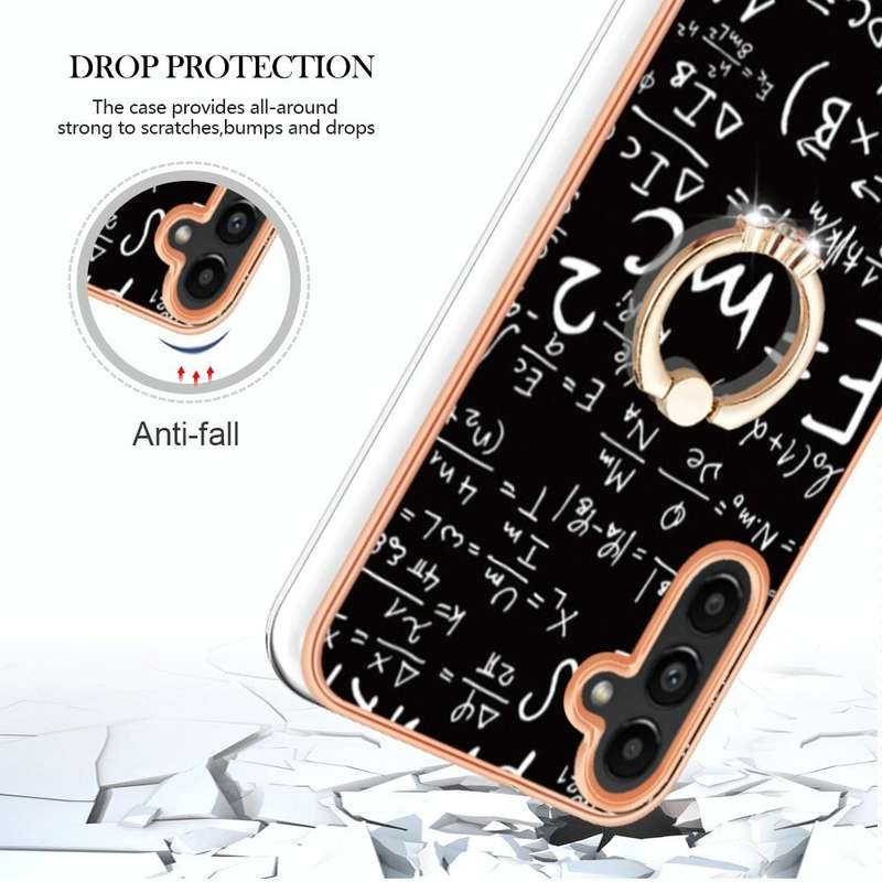 For Samsung Galaxy A34 5G Electroplating Dual-side IMD Phone Case with Ring Holder(Equation)