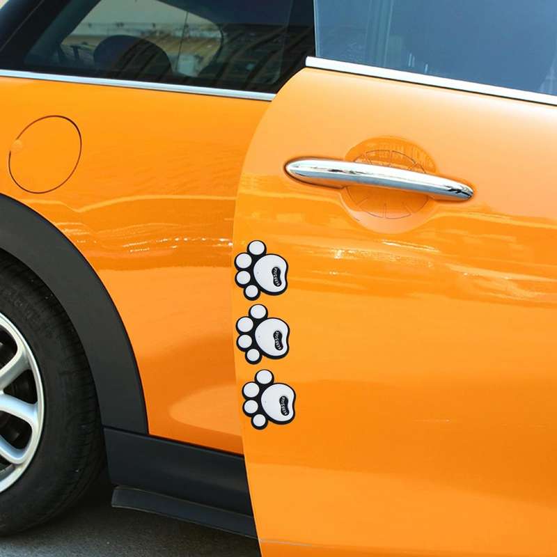4 PCS Dog Footprint Shape Cartoon Style PVC Car Auto Protection Anti-scratch Door Guard Decorativ...