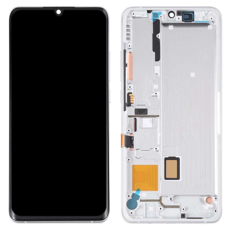 AMOLED LCD Screen for Xiaomi Mi Note 10 Lite M2002F4LG Digitizer Full Assembly with Frame(Silver)