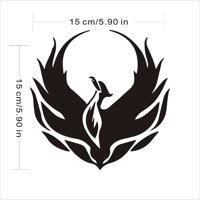 4 PCS Car Personality Decals Electric Car Stickers Decoration Fire Phoenix Totem(Black)