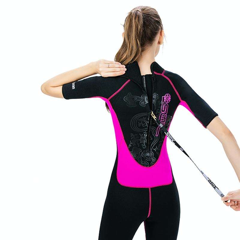 SLINX 1104 3mm Neoprene Super Elastic Wear-resistant Warm U-splicing Wet Short-sleeved One-piece ...