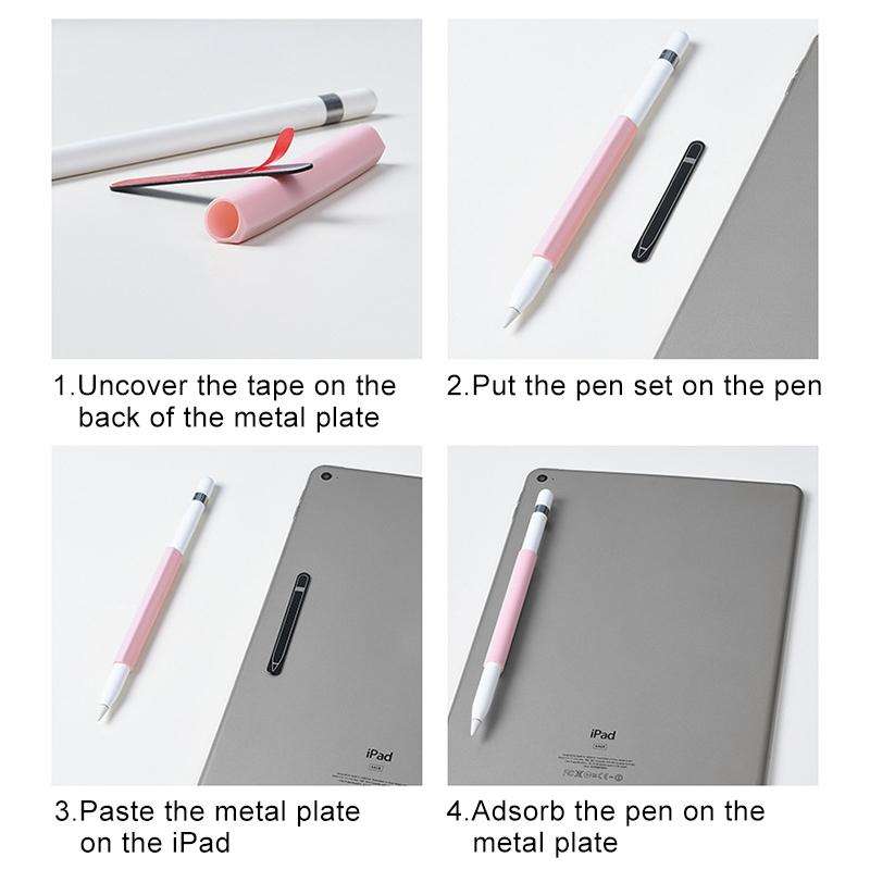 Magnetic Sleeve Silicone Holder Grip Set for Apple Pencil (Blue)