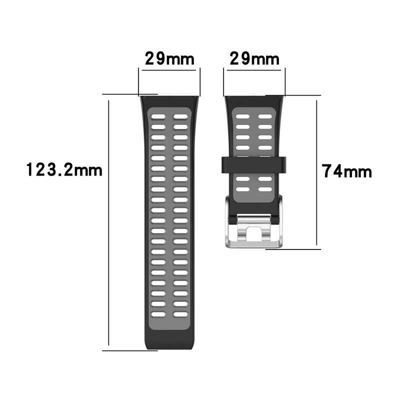 For Polar V800 GPS Smart Watch Two-color Steel Buckle Watch Band(Black+Grey)