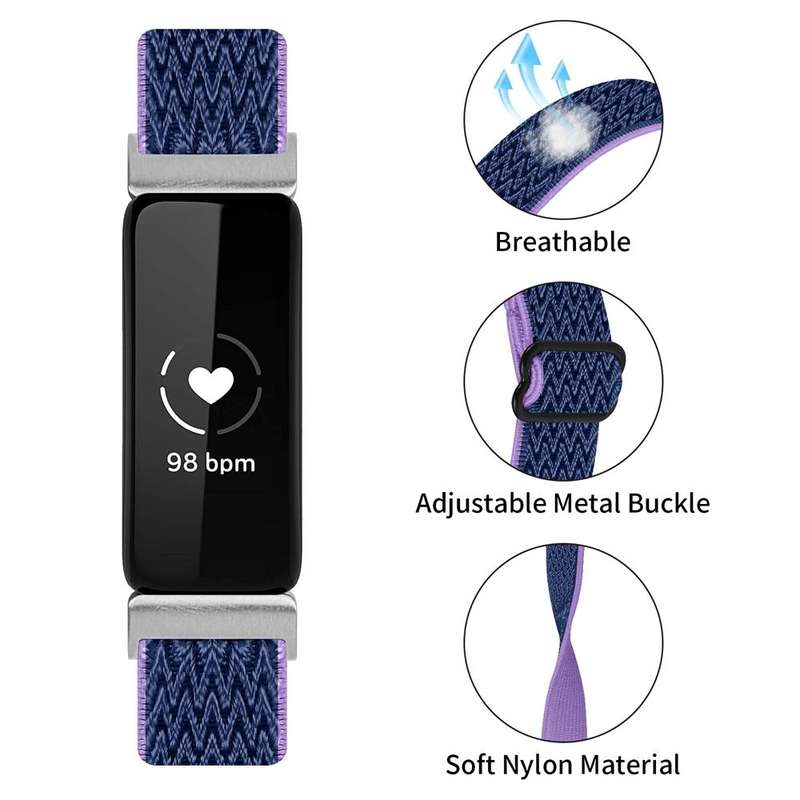 For Fitbit Inspire 3 Buckle Wave Braided Nylon Watch Band(Indigo Blue)