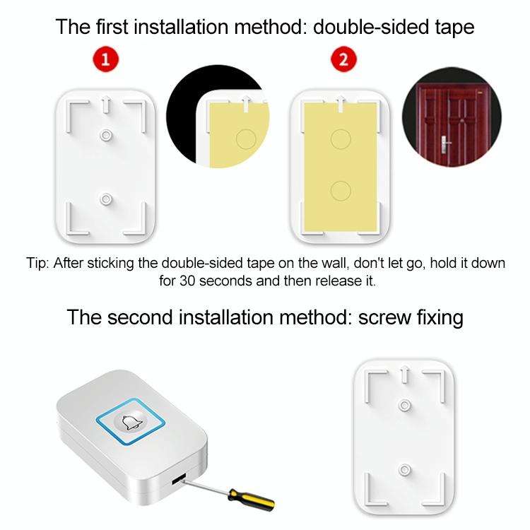 CACAZI C86 Wireless SOS Pager Doorbell Old man Child Emergency Alarm Remote Call Bell, US Plug(Bl...