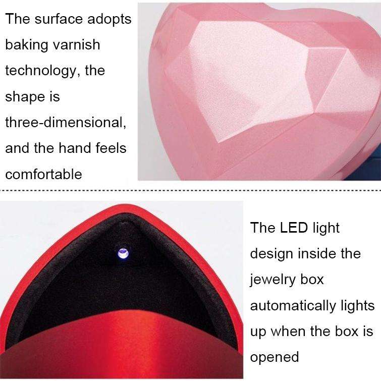 017015-20 Heart-shaped LED Light Ring Necklace Storage Box without Jewelry, Spec: Ring(White)