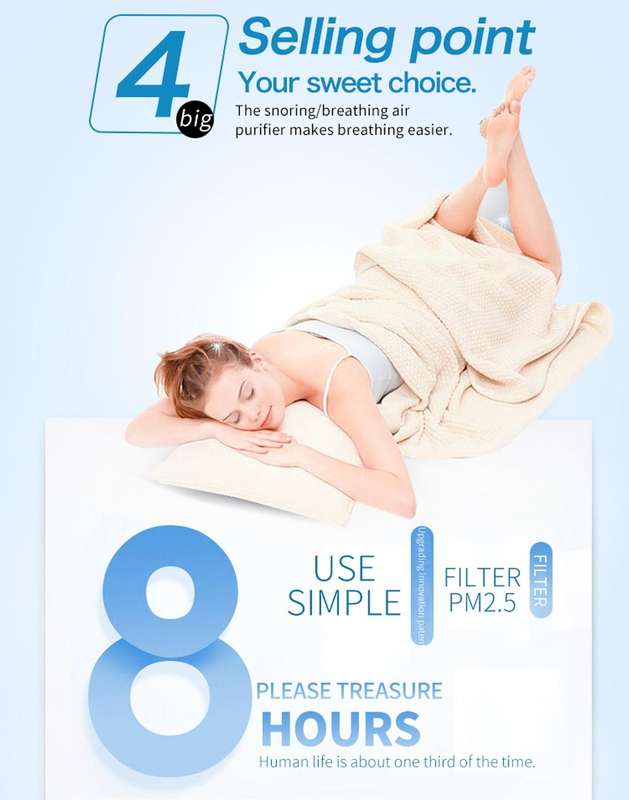 2 PCS 2 in 1 ABS Silicone Anti Snoring Air Purifier(White)