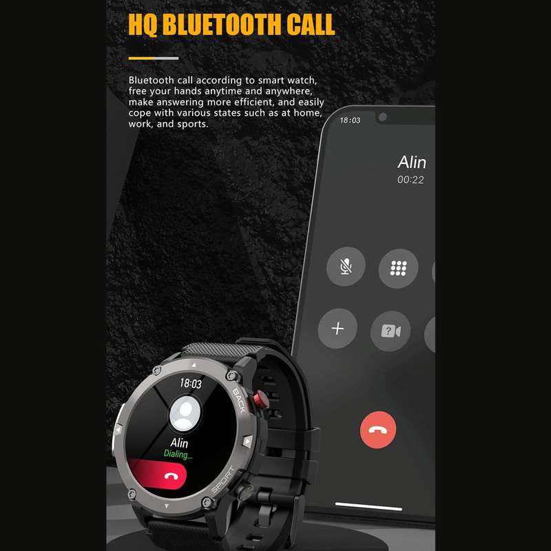 C21 1.32 inch HD Screen Smart Watch, Support Heart Rate Monitoring/Blood Oxygen Monitoring(Black)