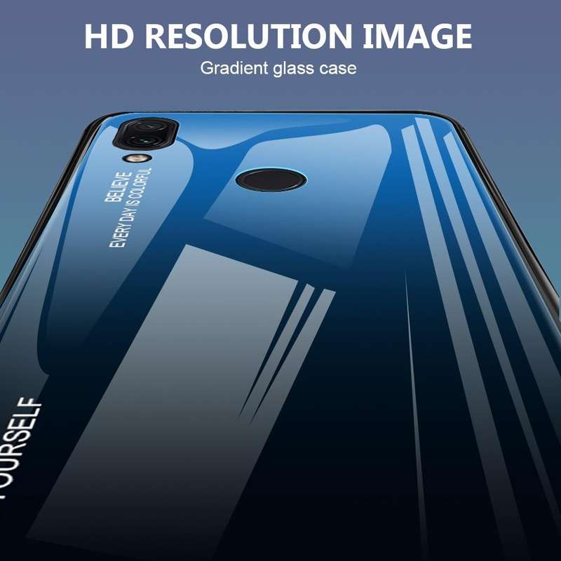 For Xiaomi Redmi Note 7 Gradient Color Glass Case(Purple)