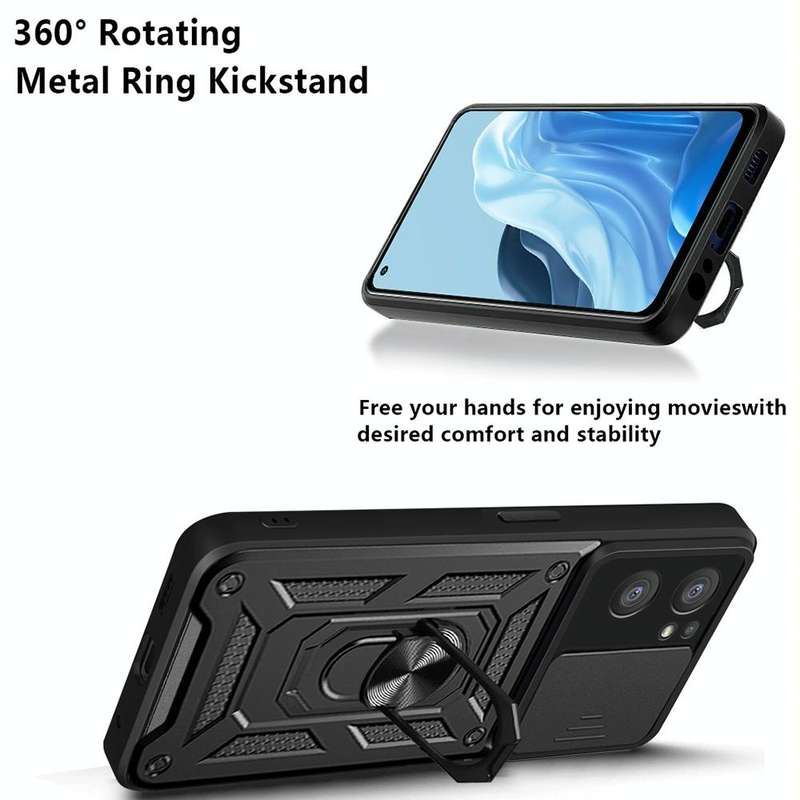 For OPPO Reno7 5G Global / Find X5 Lite Sliding Camera Cover Design TPU+PC Phone Case(Black)