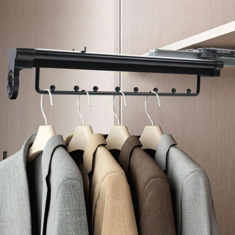 Y02 Extendable 16 inches Wardrobe Hardware Push-Pull Hanging Rod Clothes Rail