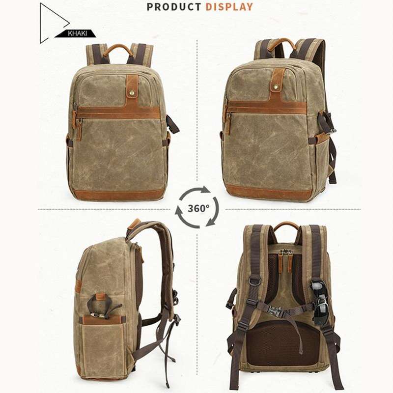 D1383 Outdoor SLR Digital Camera Backpack Waterproof Batik Canvas Camera Bag(Gray)