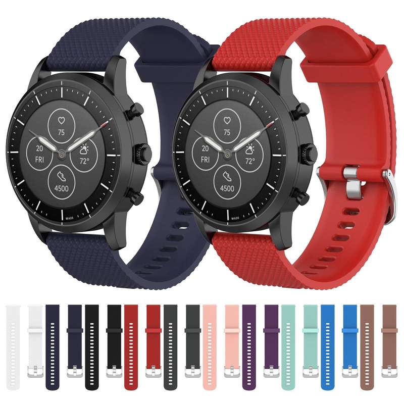 22mm Texture Silicone Wrist Strap Watch Band for Fossil Hybrid Smartwatch HR, Male Gen 4 Exploris...