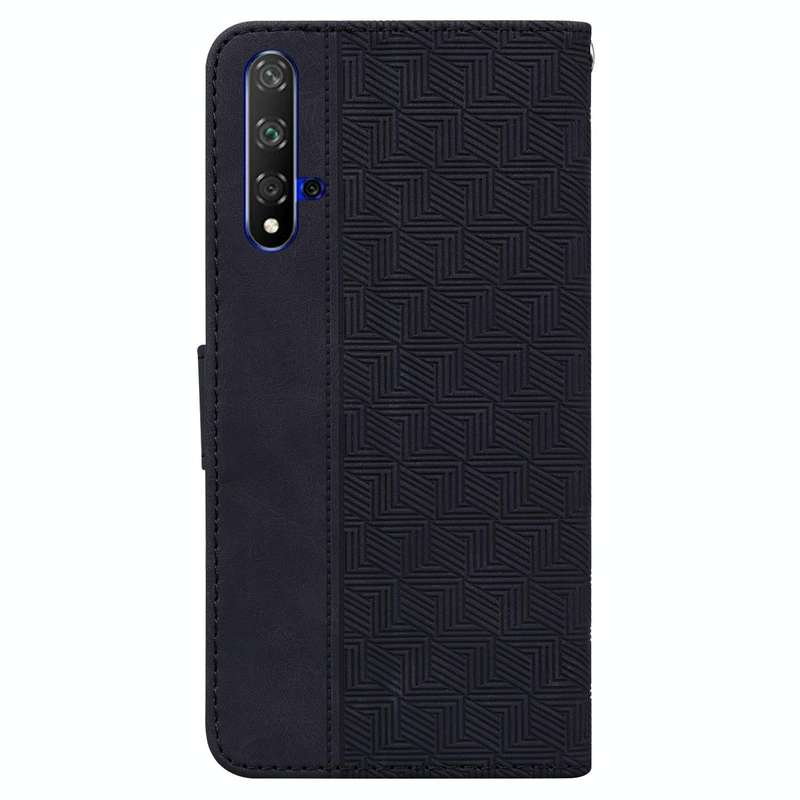 For Honor 20 / Huawei nova 5T Geometric Embossed Leather Phone Case(Black)