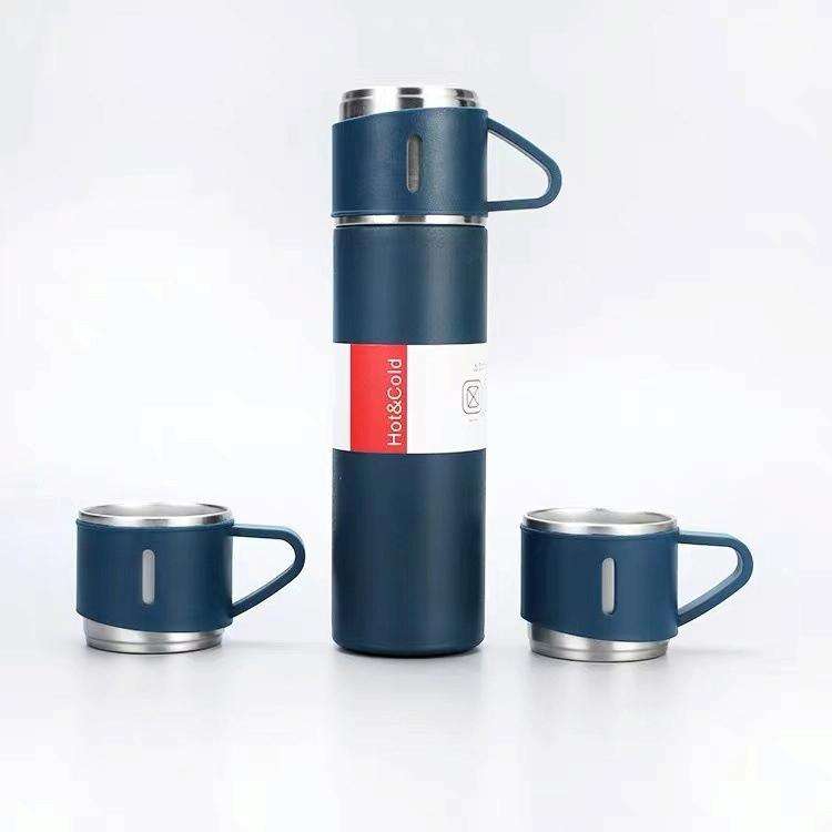 500ml 304 Stainless Steel Thermos Cup Portable Business Tea Cup,Spec: Gift Box Set(Pink)