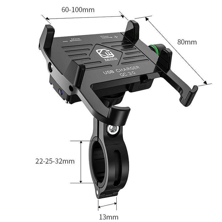 Kewig M6-S 12V Motorcycle Waterproof Aluminum Alloy Mobile Phone Bracket With QC3.0 Fast Charging...