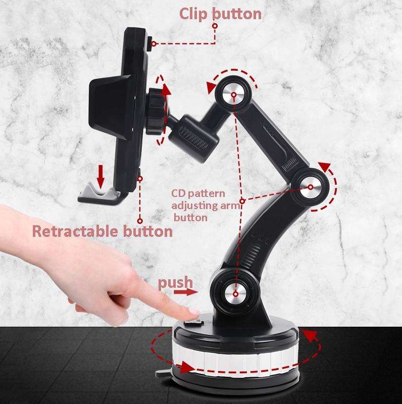 X-0566 Big Suction Cup Car Phone Holder Center Console Phone Holder(Black Gray)