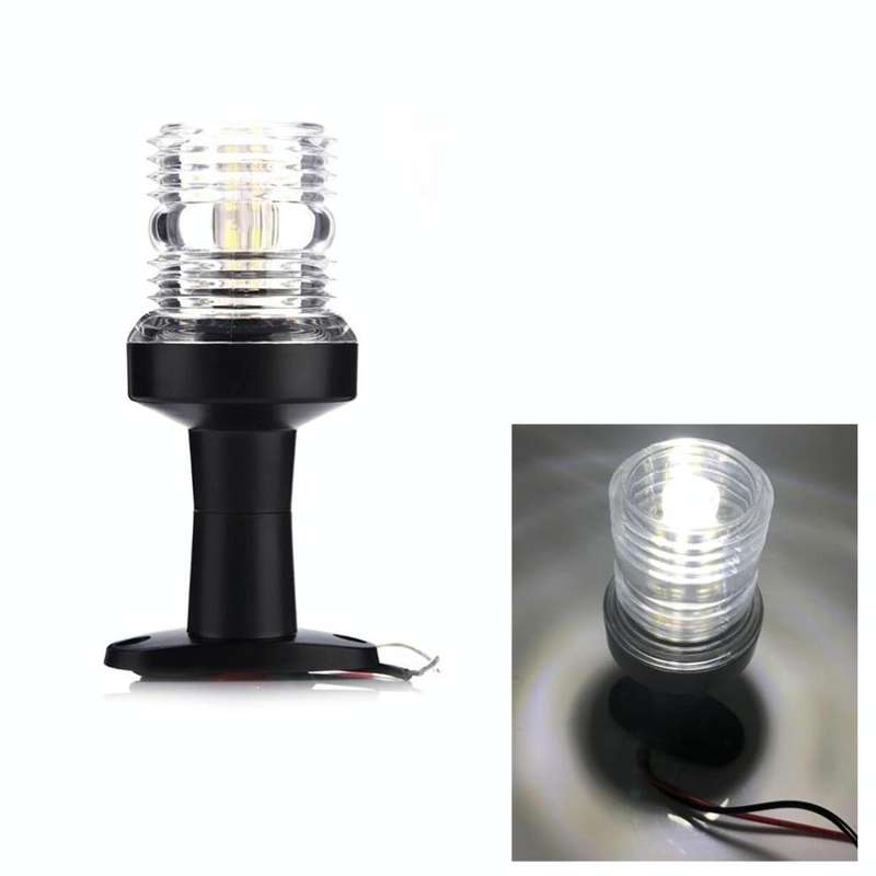 DC 12V 3W Marine Boat Yacht Stern Anchor LED Navigation Pedestal Light All Round 360 Degree White...