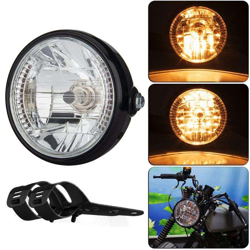 Motorcycle 7 Inch LED Headlamp Angel Ring Steering Function With Bracket(Shock Absorber Diameter ...