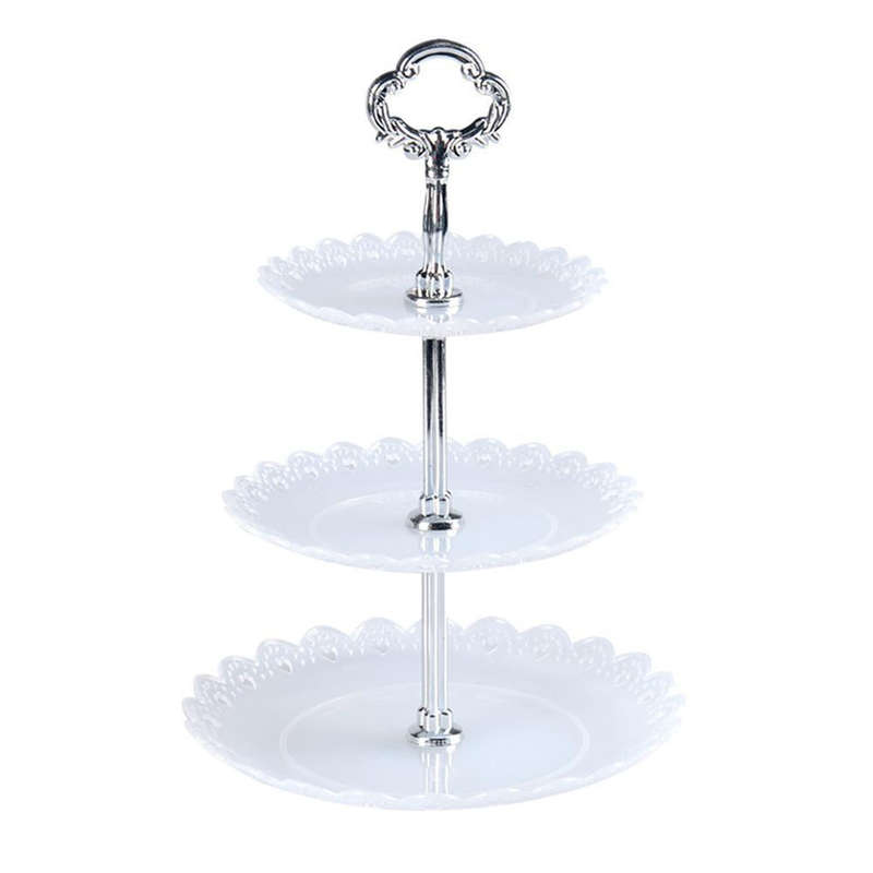 Party Birthday Three-layer Fruit Plate Cake Stand Dessert Storage Rack(Clear)