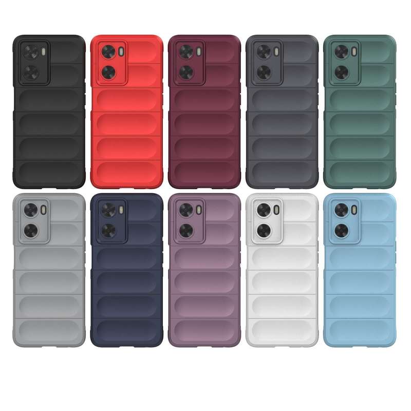 For OPPO A57 4G Global Magic Shield TPU + Flannel Phone Case(Black)