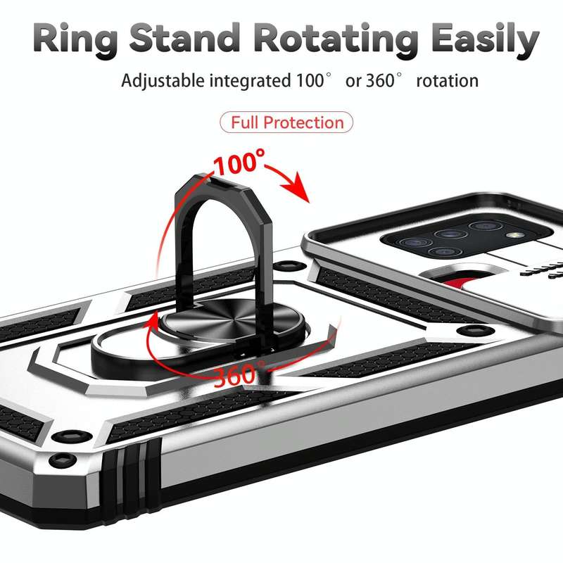 For Samsung Galaxy A21s Sliding Camshield Holder Phone Case(Silver)