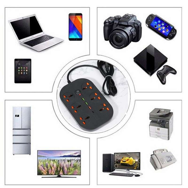 T21 PD3.0 + QC3.0 Multi-Hole Socket Plug 3000W High Power Socket, AU Plug(Black)
