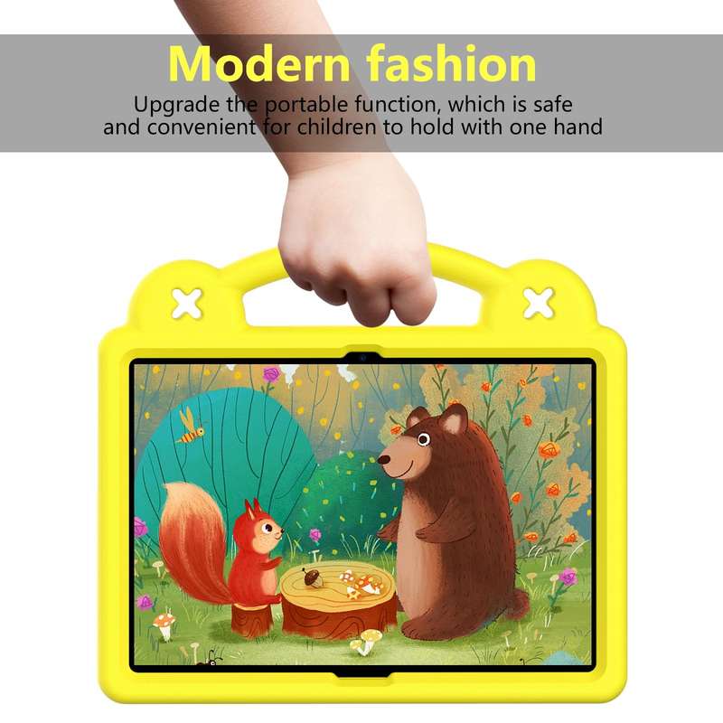 For Huawei MediaPad T5 10.1 Handle Kickstand Children EVA Shockproof Tablet Case(Yellow)