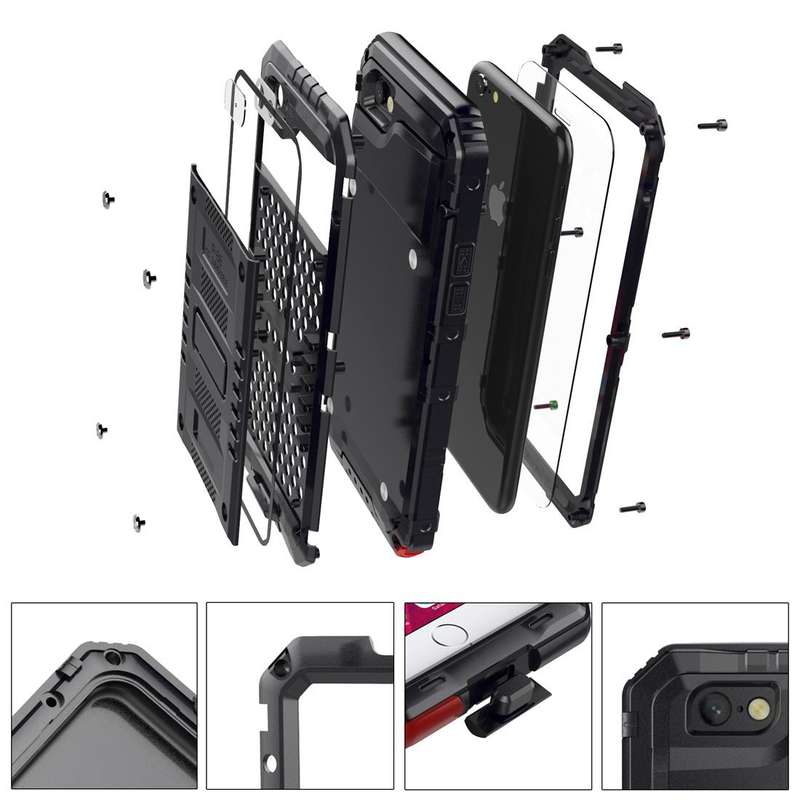 Waterproof Dustproof Shockproof Zinc Alloy + Silicone Case for iPhone 6 & 6s (Black)