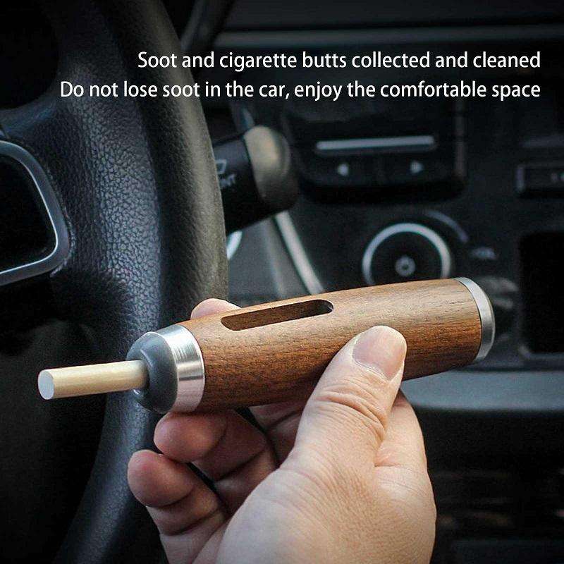 Car Smoking Multifunctional Anti-Flying Ashtray(Beechwood Dark Walnut)