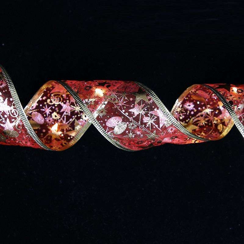Christmas LED Lights Bronzing Double Ribbon String Lights, Specification: 1m(Gold Red Warm Light)