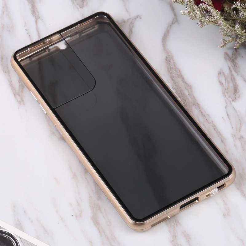 For Samsung Galaxy S21 Ultra 5G Anti-peeping Magnetic Double-sided Tempered Glass Phone Case(Gold)