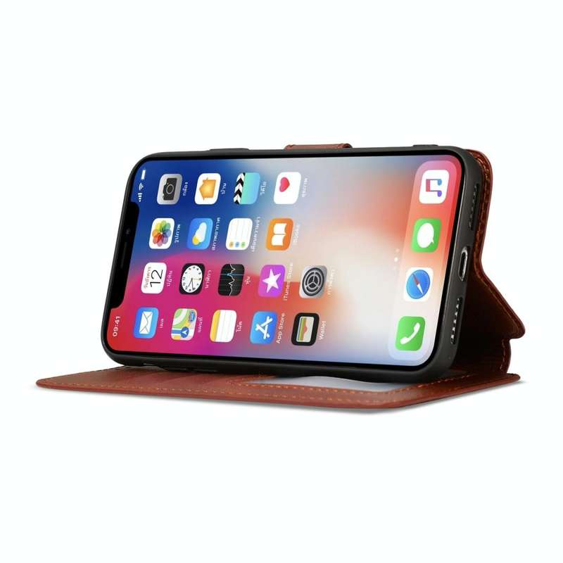 For iPhone X / XS Calf Texture Magnetic Buckle Horizontal Flip Leather Case with Holder & Card Sl...