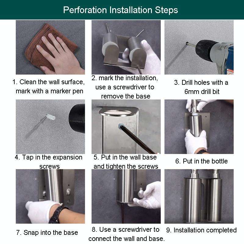 Hotel Stainless Steel Soap Dispenser Home Wall Mounted No Punch Press To Soap Bottle, Style: Squa...