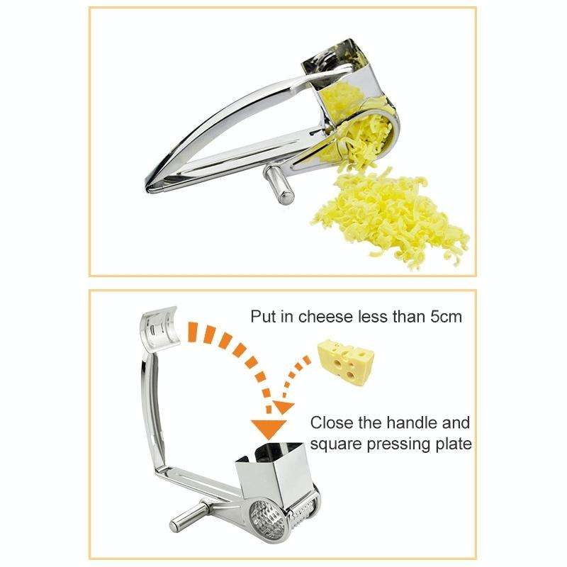Cheese Grater Rotory Container Stainless Steel Hand-Crank Rotary Shredder with flakes
