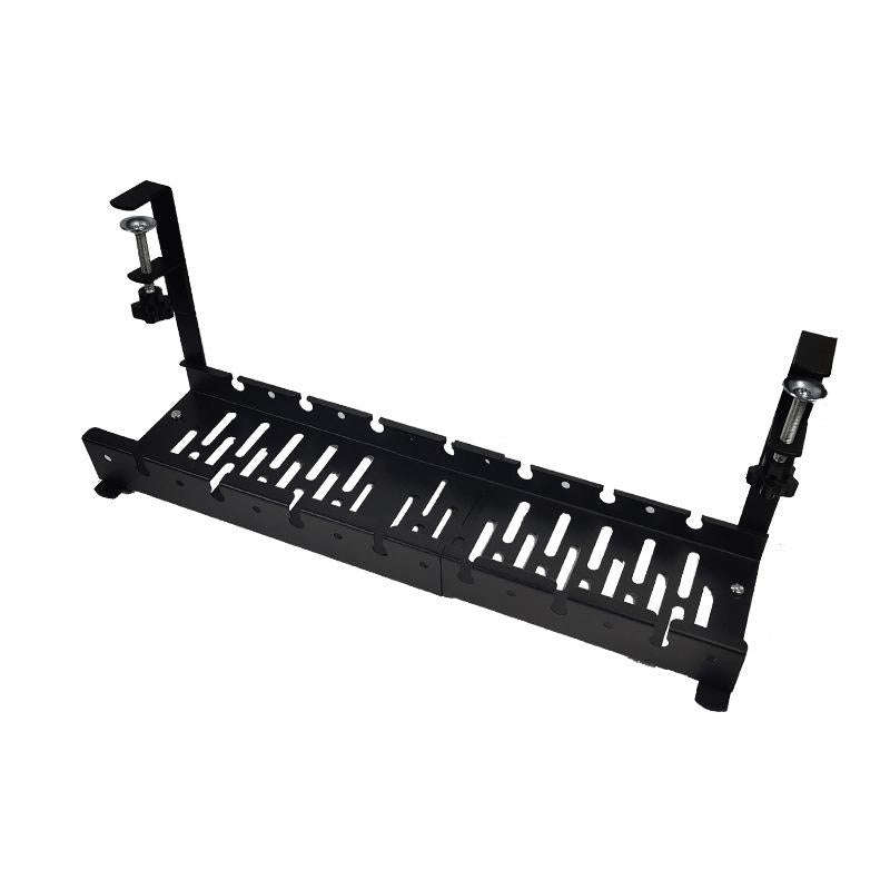 Stretchable Under Desk Cable Management Tray Carbon Steel Cable Organizer Cable Storage Rack(Black)