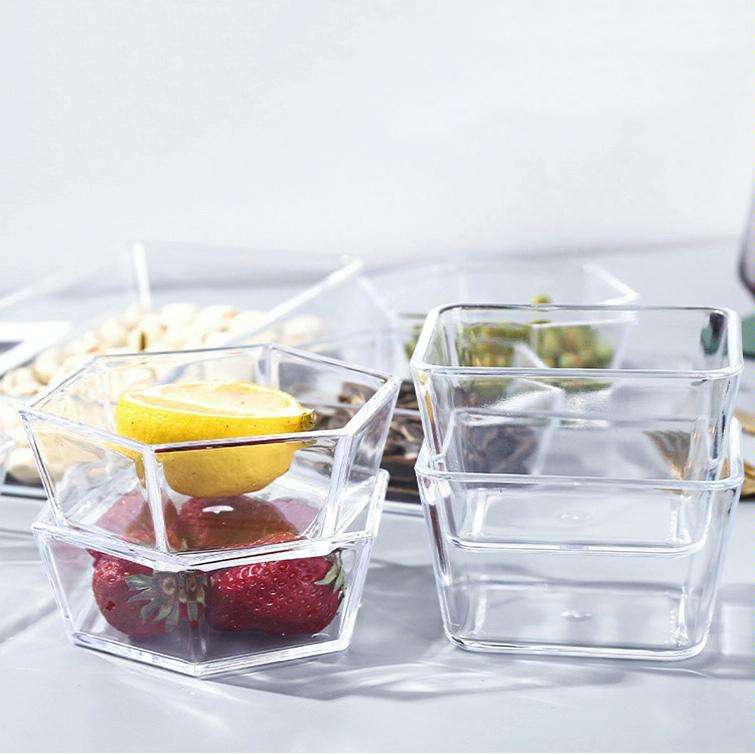 2 PCS Geometric Snack Plate, Style: Quadrilateral (Transparent)