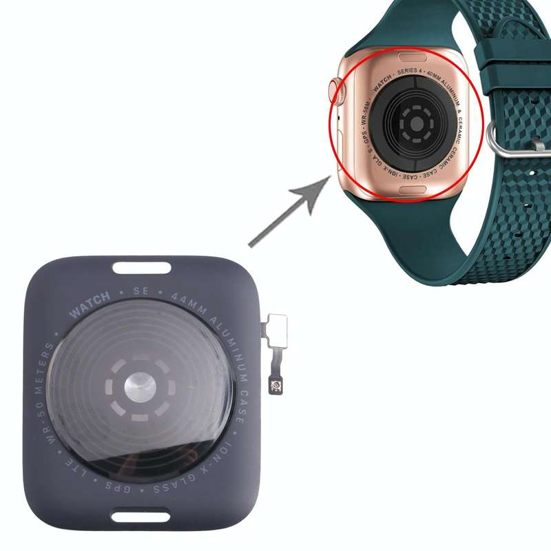 For Apple Watch SE 2022 44mm LTE Edition Rear Housing Glass Cover with Cable (Midnight)