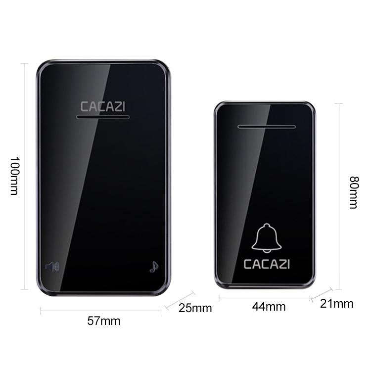 CACAZI FA8 Self-Powered Wireless Doorbell, EU Plug(Black)