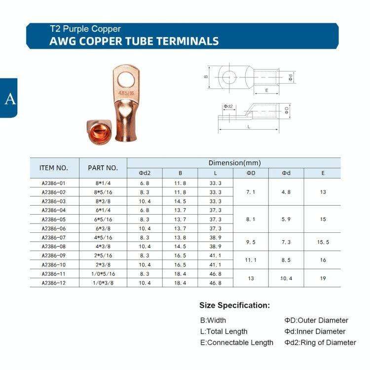 Car Battery Cable Hammer Crimper Hammer Lug Crimper Tool Pliers with T2 Copper 8 x 5/16 Heavy-dut...