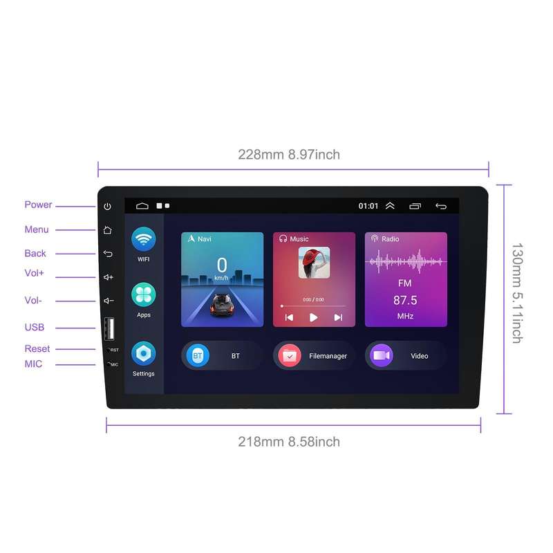 A3236 9 inch Android 11 Single Butt MP5 Player, Style: Wifi 2+32G(Standard+AHD Camera)
