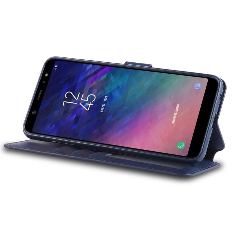 For Galaxy A6 2018 AZNS Calf Texture Magnetic Horizontal Flip PU Leather Case with Holder & Card ...