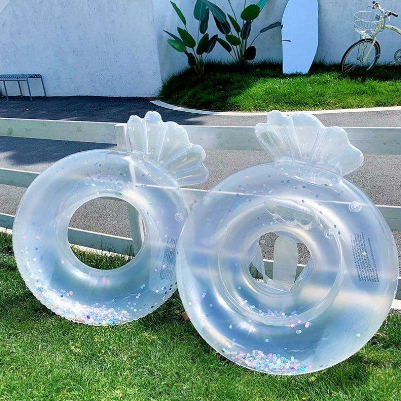Children Adult Cartoon Inflatable Swimming Ring, Pattern: Sequin Silver Fish Tail Lap