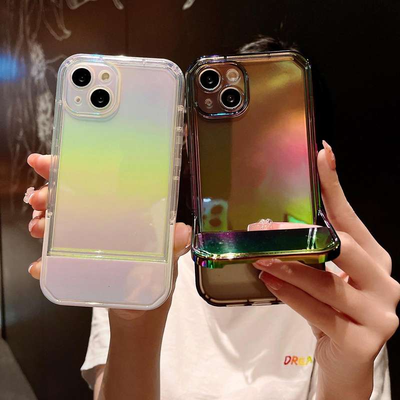 For iPhone 14 Plus Color Plated Invisible Holder Phone Case(Purple)