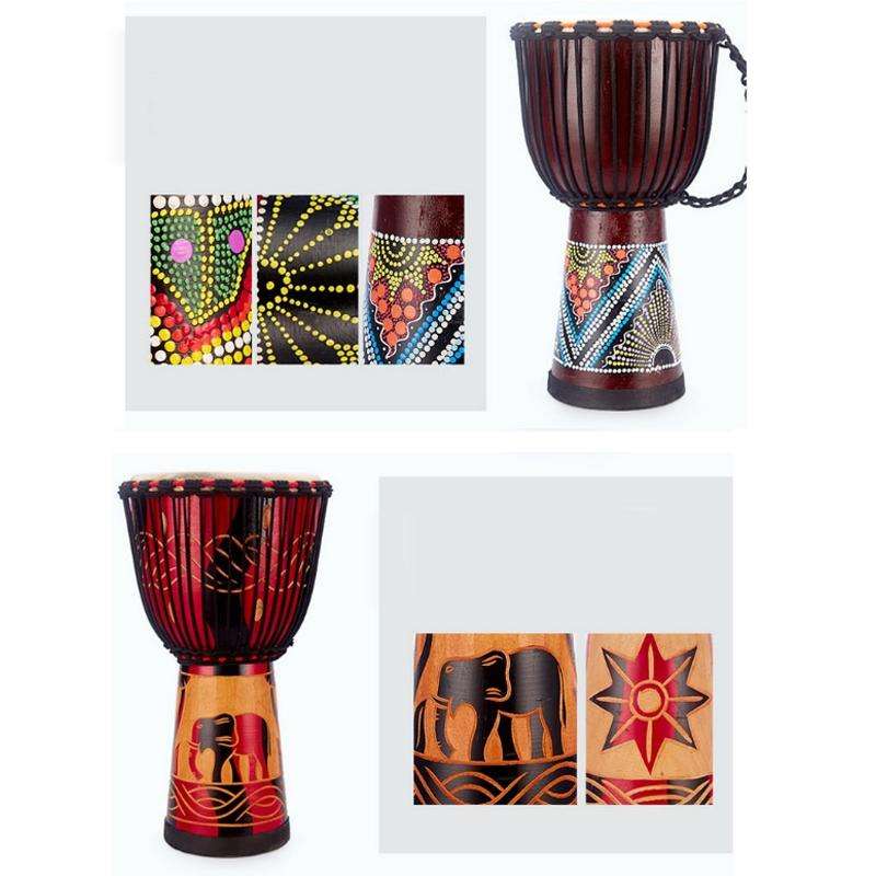 Engraved African Drum Children Kindergarten Percussion Instruments Sheepskin Tambourine, Random D...