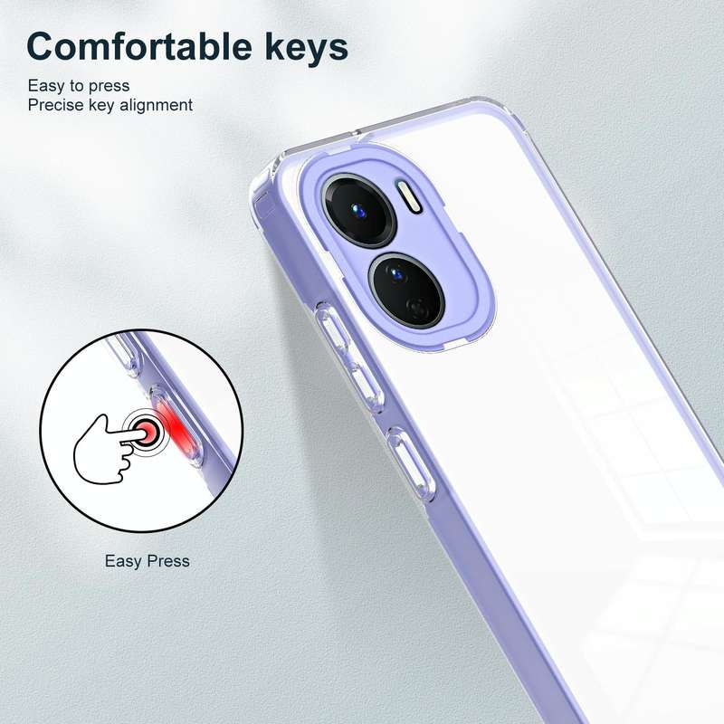 For vivo Y16 3 in 1 Clear TPU Color PC Frame Phone Case(Purple)